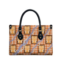 Aloha Hawaii Tiki Palaka Motifs Leather Bag Honohono Lei Orange Elegant Vibes