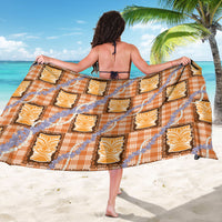 Aloha Hawaii Tiki Palaka Motifs Sarong Honohono Lei Orange Elegant Vibes