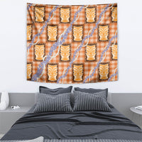 Aloha Hawaii Tiki Palaka Motifs Tapestry Honohono Lei Orange Elegant Vibes