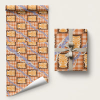 Aloha Hawaii Tiki Palaka Motifs Wrapping Paper Honohono Lei Orange Elegant Vibes