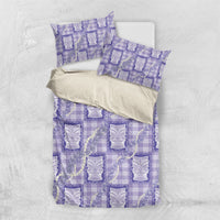 Aloha Hawaii Tiki Palaka Motifs Bedding Set Honohono Lei Purple Elegant Vibes