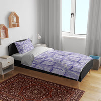 Aloha Hawaii Tiki Palaka Motifs Bedding Set Honohono Lei Purple Elegant Vibes