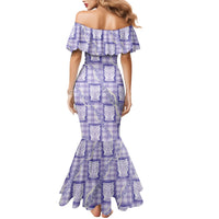 Aloha Hawaii Tiki Palaka Motifs Family Matching Mermaid Dress and Hawaiian Shirt Honohono Lei Purple Elegant Vibes