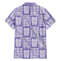 Aloha Hawaii Tiki Palaka Motifs Family Matching Short Sleeve Bodycon Dress and Hawaiian Shirt Honohono Lei Purple Elegant Vibes