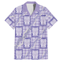 Aloha Hawaii Tiki Palaka Motifs Family Matching Tank Maxi Dress and Hawaiian Shirt Honohono Lei Purple Elegant Vibes