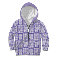 Aloha Hawaii Tiki Palaka Motifs Kid Hoodie Honohono Lei Purple Elegant Vibes
