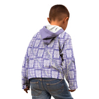 Aloha Hawaii Tiki Palaka Motifs Kid Hoodie Honohono Lei Purple Elegant Vibes