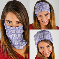 Aloha Hawaii Tiki Palaka Motifs Neck Gaiter Honohono Lei Purple Elegant Vibes