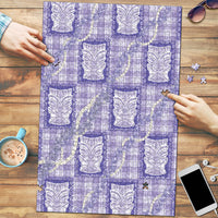 Aloha Hawaii Tiki Palaka Motifs Puzzle Honohono Lei Purple Elegant Vibes
