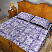 Aloha Hawaii Tiki Palaka Motifs Quilt Bed Set Honohono Lei Purple Elegant Vibes