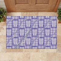 Aloha Hawaii Tiki Palaka Motifs Rubber Doormat Honohono Lei Purple Elegant Vibes