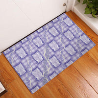 Aloha Hawaii Tiki Palaka Motifs Rubber Doormat Honohono Lei Purple Elegant Vibes