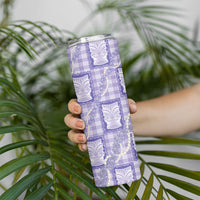 Aloha Hawaii Tiki Palaka Motifs Skinny Tumbler Honohono Lei Purple Elegant Vibes