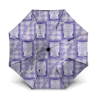 Aloha Hawaii Tiki Palaka Motifs Umbrella Honohono Lei Purple Elegant Vibes