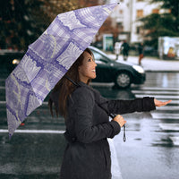 Aloha Hawaii Tiki Palaka Motifs Umbrella Honohono Lei Purple Elegant Vibes