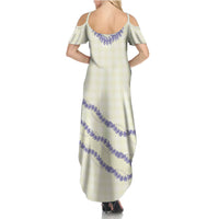 Hawaii Honohono Palaka Motifs Family Matching Summer Maxi Dress and Hawaiian Shirt Hawaiian Orchid Lei