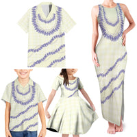Hawaii Honohono Palaka Motifs Family Matching Tank Maxi Dress and Hawaiian Shirt Hawaiian Orchid Lei