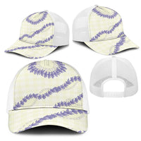 Hawaii Honohono Palaka Motifs Mesh Trucker Cap Hawaiian Orchid Lei
