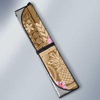 Beige Hawaii Hibiscus With Tropical Flowers Motifs Auto Sun Shade - Polynesian Pride