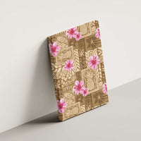 Beige Hawaii Hibiscus With Tropical Flowers Motifs Canvas Wall Art - Polynesian Pride