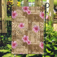 Beige Hawaii Hibiscus With Tropical Flowers Motifs Garden Flag - Polynesian Pride