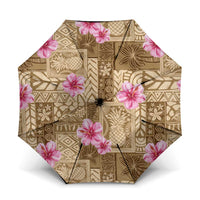 Beige Hawaii Hibiscus With Tropical Flowers Motifs Umbrella - Polynesian Pride