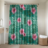 Cyan Hawaii Hibiscus With Tropical Flowers Motifs Bathroom Set - Polynesian Pride