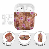 Orange Hawaii Hibiscus With Tropical Flowers Motifs AirPods Case LT14 - Polynesian Pride