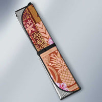 Orange Hawaii Hibiscus With Tropical Flowers Motifs Auto Sun Shade - Polynesian Pride