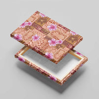 Orange Hawaii Hibiscus With Tropical Flowers Motifs Canvas Wall Art - Polynesian Pride