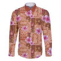 Orange Hawaii Hibiscus With Tropical Flowers Motifs Family Matching Mermaid Dress and Hawaiian Shirt - Polynesian Pride