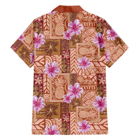 Orange Hawaii Hibiscus With Tropical Flowers Motifs Family Matching Puletasi and Hawaiian Shirt - Polynesian Pride