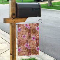 Orange Hawaii Hibiscus With Tropical Flowers Motifs Garden Flag - Polynesian Pride