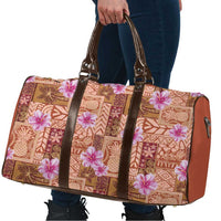 Orange Hawaii Hibiscus With Tropical Flowers Motifs Travel Bag - Polynesian Pride