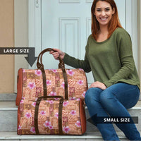 Orange Hawaii Hibiscus With Tropical Flowers Motifs Travel Bag - Polynesian Pride