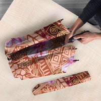 Orange Hawaii Hibiscus With Tropical Flowers Motifs Umbrella - Polynesian Pride