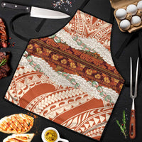 Aloha Hawaii Mikioi Lei Apron Beige Tropical Flower Pattern - Polynesian Pride
