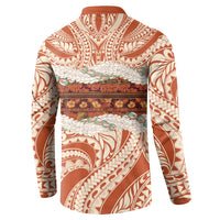 Aloha Hawaii Mikioi Lei Button Sweatshirt Beige Tropical Flower Pattern - Polynesian Pride