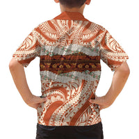 Aloha Hawaii Mikioi Lei Family Matching Long Sleeve Bodycon Dress and Hawaiian Shirt Beige Tropical Flower Pattern - Polynesian Pride