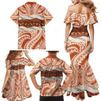 Aloha Hawaii Mikioi Lei Family Matching Mermaid Dress and Hawaiian Shirt Beige Tropical Flower Pattern - Polynesian Pride