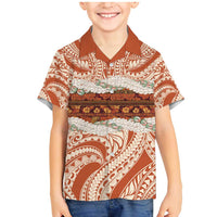 Aloha Hawaii Mikioi Lei Family Matching Mermaid Dress and Hawaiian Shirt Beige Tropical Flower Pattern - Polynesian Pride