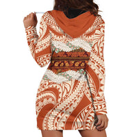 Aloha Hawaii Mikioi Lei Hoodie Dress Beige Tropical Flower Pattern - Polynesian Pride