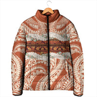 Aloha Hawaii Mikioi Lei Padded Jacket Beige Tropical Flower Pattern - Polynesian Pride