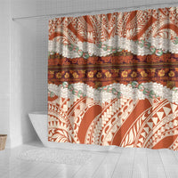 Aloha Hawaii Mikioi Lei Shower Curtain Beige Tropical Flower Pattern - Polynesian Pride