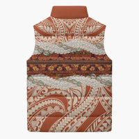 Aloha Hawaii Mikioi Lei Sleeveless Puffer Jacket Beige Tropical Flower Pattern - Polynesian Pride