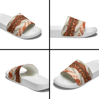 Aloha Hawaii Mikioi Lei Slide Sandals Beige Tropical Flower Pattern - Polynesian Pride