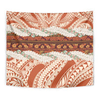 Aloha Hawaii Mikioi Lei Tapestry Beige Tropical Flower Pattern - Polynesian Pride