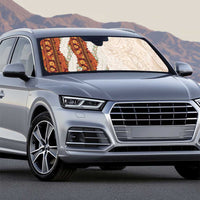 Aloha Hawaii Mikioi Lei Auto Sun Shade Cattail Red Tropical Flower Pattern - Polynesian Pride