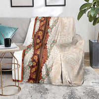 Aloha Hawaii Mikioi Lei Blanket Cattail Red Tropical Flower Pattern - Polynesian Pride