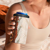 Aloha Hawaii Mikioi Lei 4 in 1 Can Cooler Tumbler Cattail Red Tropical Flower Pattern - Polynesian Pride